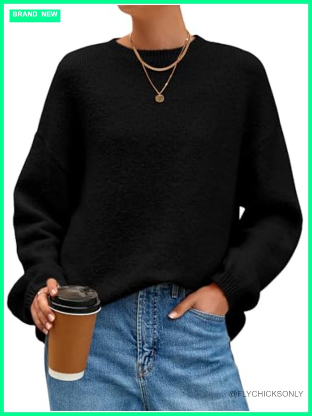 Womens Fuzzy Chunky Oversized Crewneck Pullover Sweater